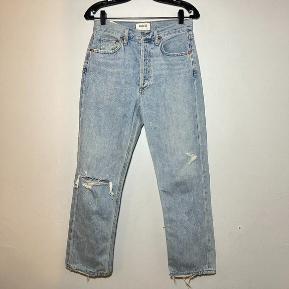 AGOLDE ‘Riley’ High Rise Straight Jeans – Light Wash, Size 27 - Picture 6 of 10